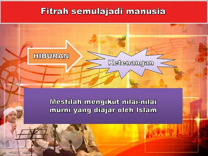 Fitrah semulajadi manusia HIBURAN Ketenangan Mestilah mengikut nilai-nilai murni yang diajar oleh Islam 