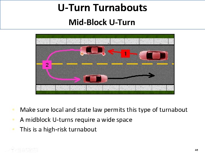 U-Turnabouts Mid-Block U-Turn 2 4 3 1 5 • Make sure local and state