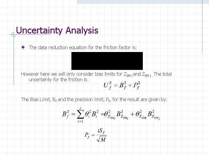 Uncertainty Analysis The data reduction equation for the friction factor is: However here we
