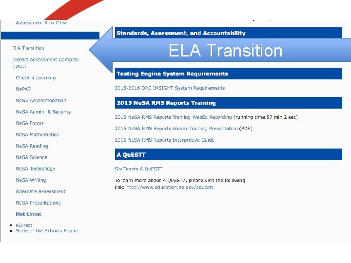 ELA Transition ELA Transition