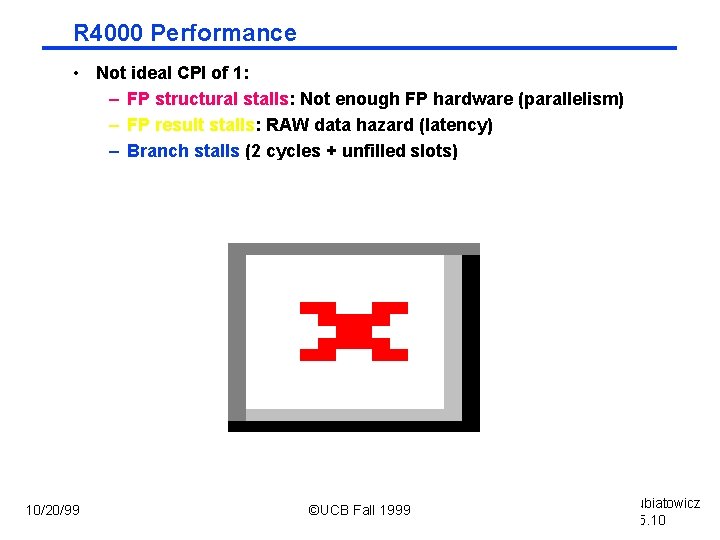 R 4000 Performance • Not ideal CPI of 1: – FP structural stalls: Not