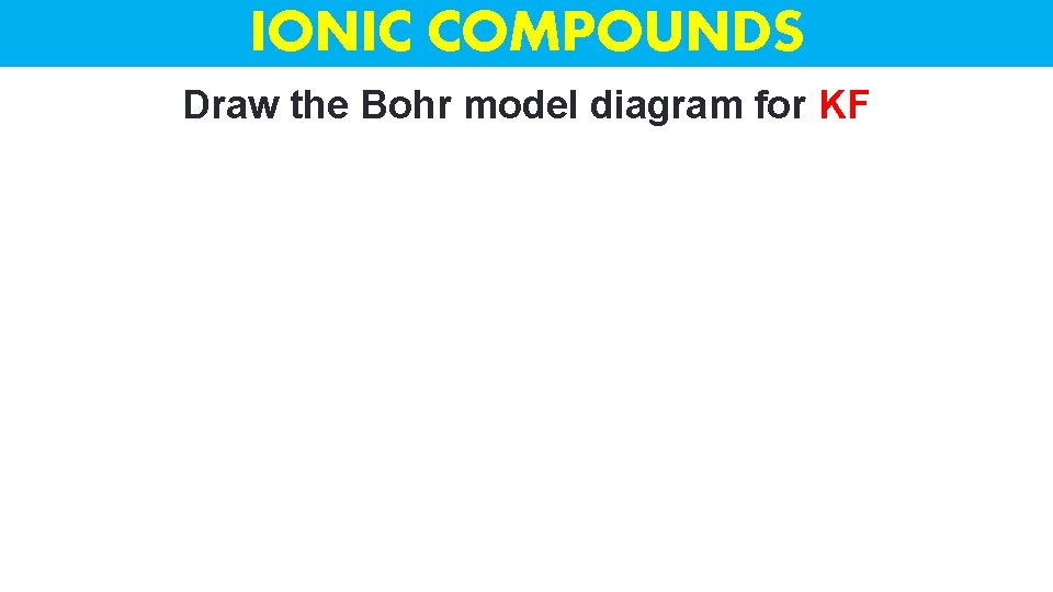 IONIC COMPOUNDS Draw the Bohr model diagram for KF 