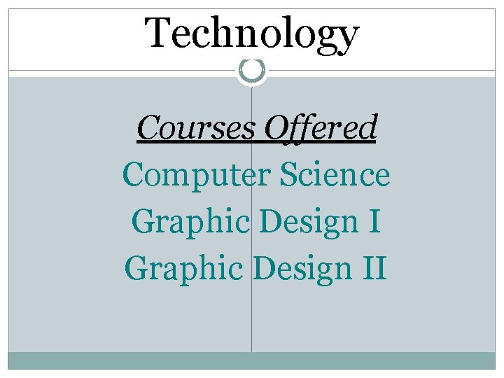Technology Courses Offered Computer Science Graphic Design II 