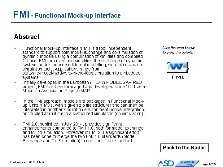 FMI - Functional Mock-up Interface Abstract • • Functional Mock-up Interface (FMI) is a FMI - Functional Mock-up Interface Abstract • • Functional Mock-up Interface (FMI) is a
