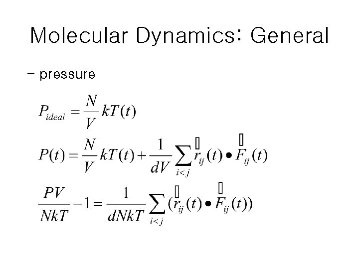 Molecular Dynamics: General - pressure 