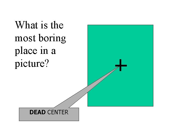 What is the most boring place in a picture? DEAD CENTER 