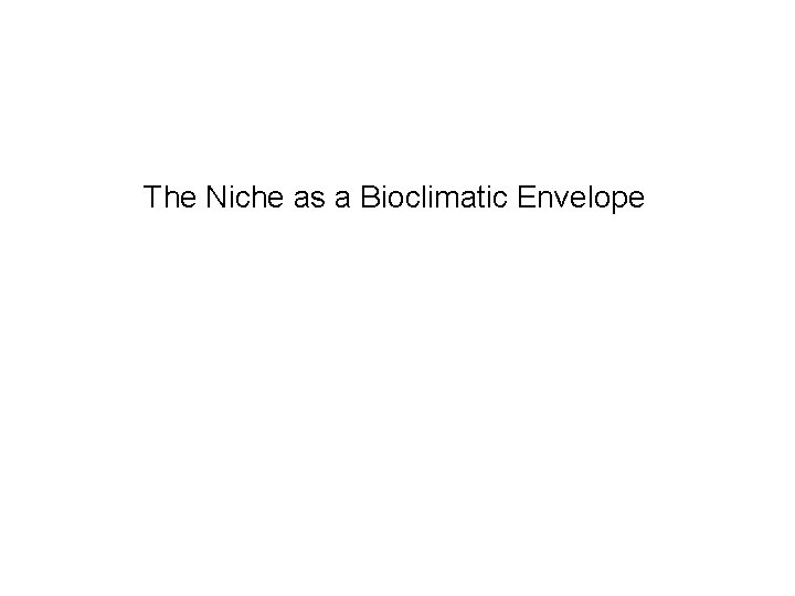 The Niche as a Bioclimatic Envelope 