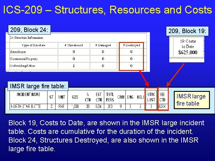 ICS-209 – Structures, Resources and Costs 209, Block 24: 209, Block 19: IMSR large