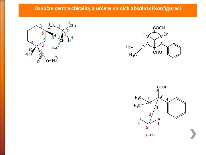 Označte centra chirality a určete na nich absolutní konfiguraci 4 3 R 3 1