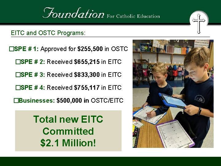 EITC and OSTC Programs: �SPE # 1: Approved for $255, 500 in OSTC �SPE