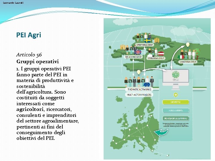 Leonardo Laureti PEI Agri Articolo 56 Gruppi operativi 1. I gruppi operativi PEI fanno