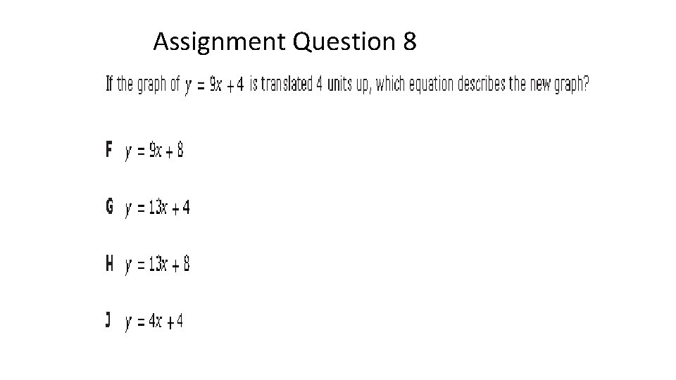 Assignment Question 8 