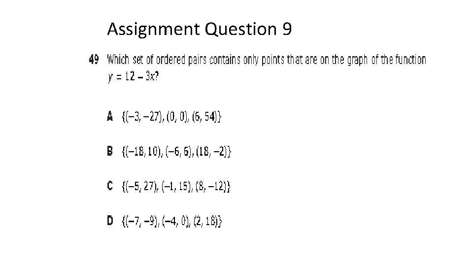 Assignment Question 9 