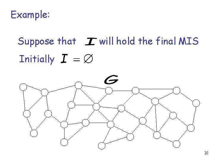 Example: Suppose that will hold the final MIS Initially 20 