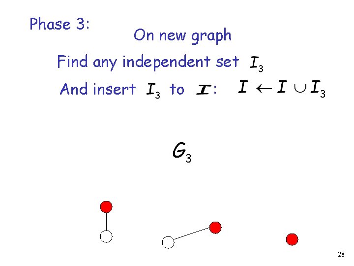 Phase 3: On new graph Find any independent set And insert to : 28