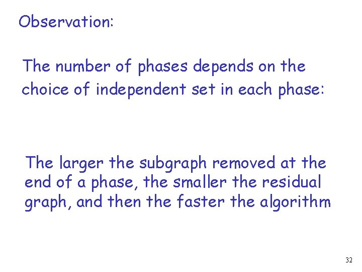 Observation: The number of phases depends on the choice of independent set in each