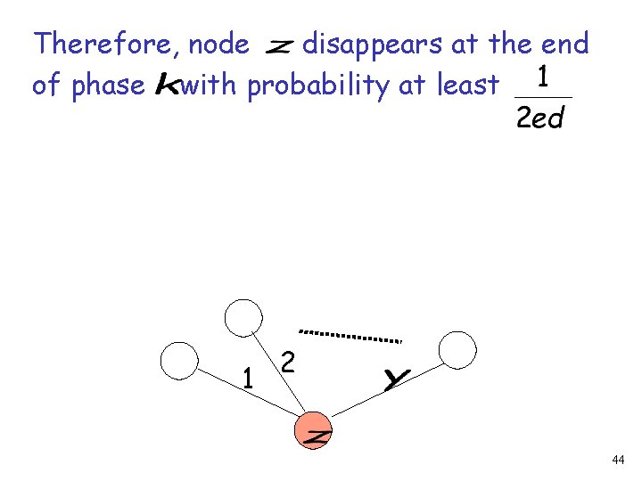 Therefore, node disappears at the end of phase with probability at least 1 2