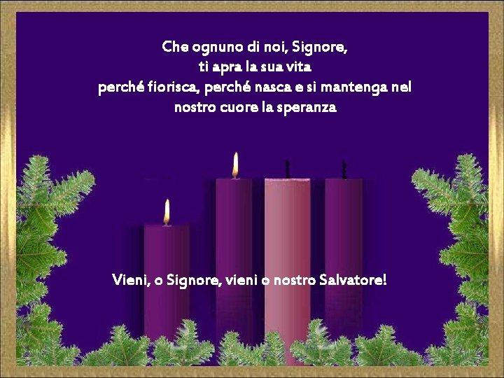 Che ognuno di noi, Signore, ti apra la sua vita perché fiorisca, perché nasca