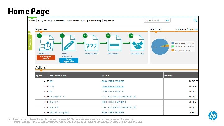 Home Page 22 © Copyright 2014 Hewlett-Packard Development Company, L. P. The information contained