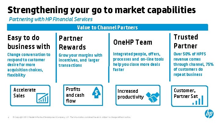 Strengthening your go to market capabilities Partnering with HP Financial Services Value to Channel