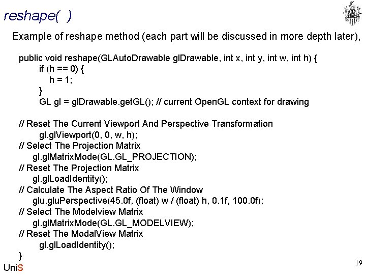 reshape( ) Example of reshape method (each part will be discussed in more depth