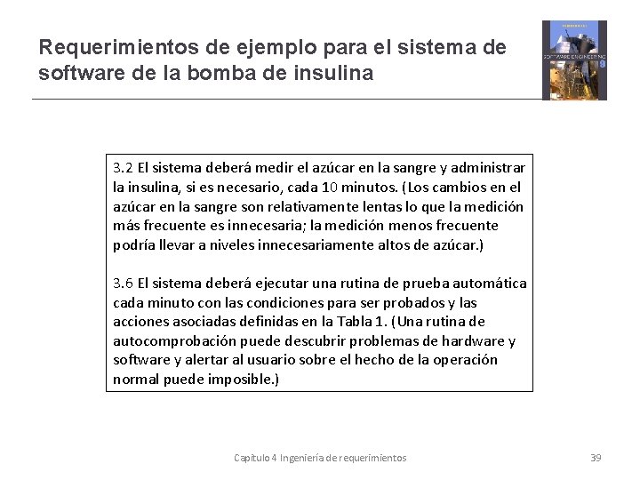 Requerimientos de ejemplo para el sistema de software de la bomba de insulina 3.