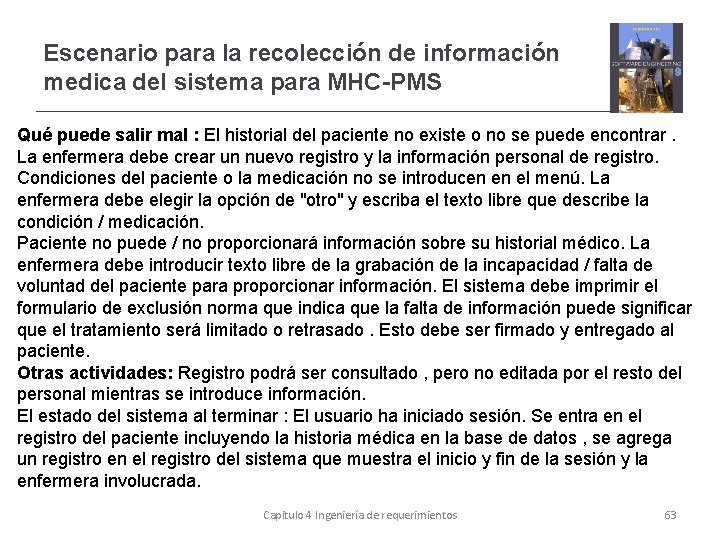 Escenario para la recolección de información medica del sistema para MHC-PMS Qué puede salir