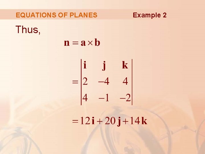 EQUATIONS OF PLANES Thus, Example 2 