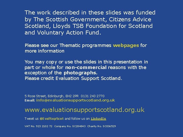 The work described in these slides was funded by The Scottish Government, Citizens Advice