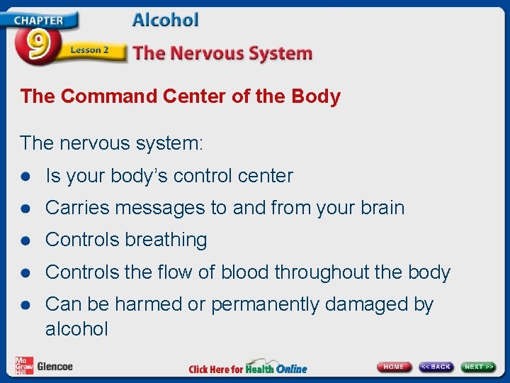 The Command Center of the Body The nervous system: Is your body’s control center