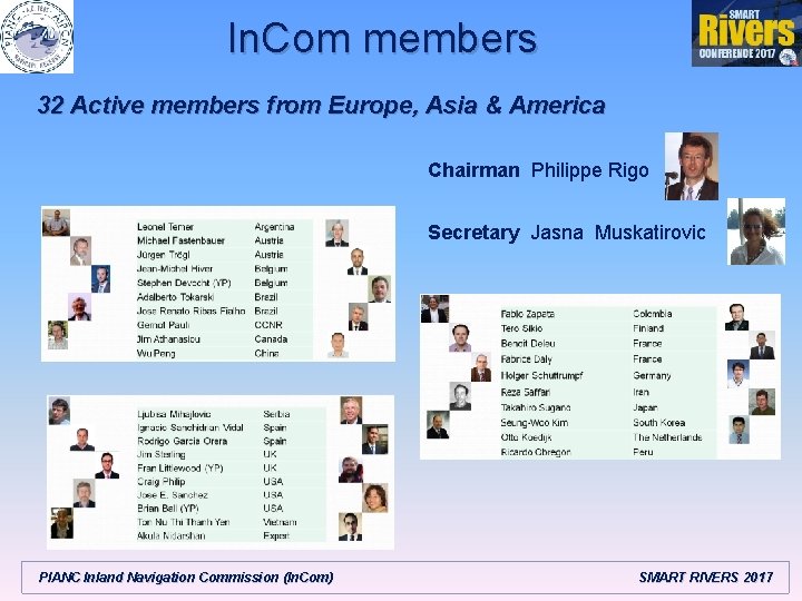In. Com members 32 Active members from Europe, Asia & America Chairman Philippe Rigo