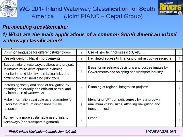 WG 201 - Inland Waterway Classification for South America (Joint PIANC – Cepal Group)