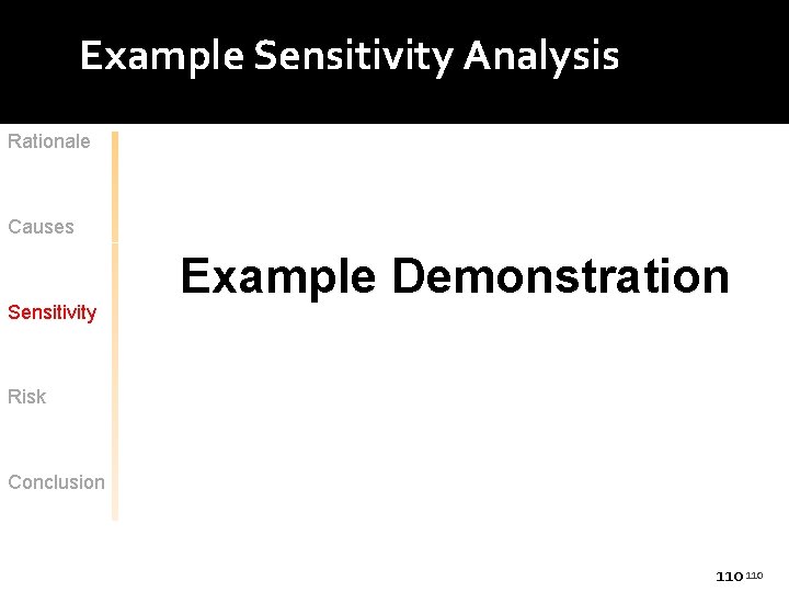 Example Sensitivity Analysis Rationale Causes Sensitivity Example Demonstration Risk Conclusion 110 