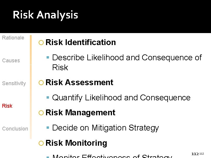 Risk Analysis Rationale Causes Sensitivity Risk Identification Describe Likelihood and Consequence of Risk Assessment