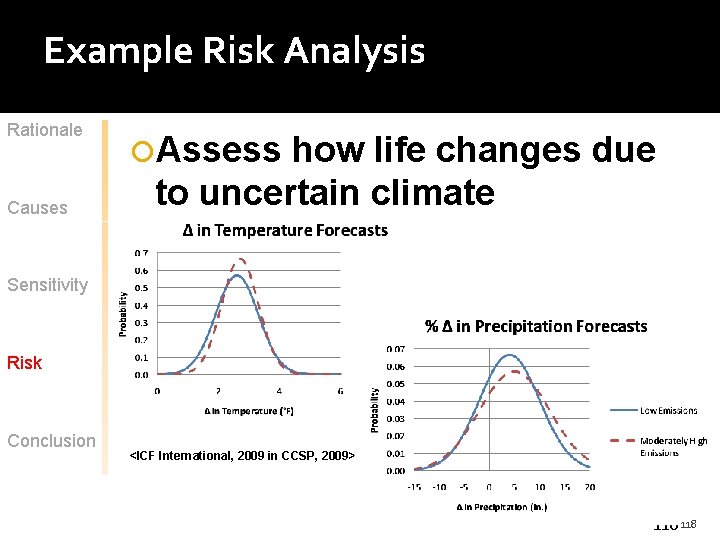 Example Risk Analysis Rationale Causes Assess how life changes due to uncertain climate Sensitivity