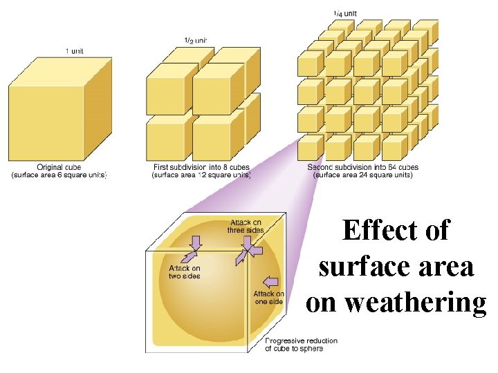 Effect of surface area on weathering 