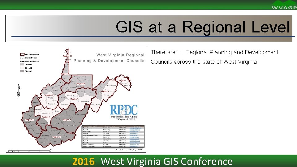 GIS at a Regional Level There are 11 Regional Planning and Development Councils across