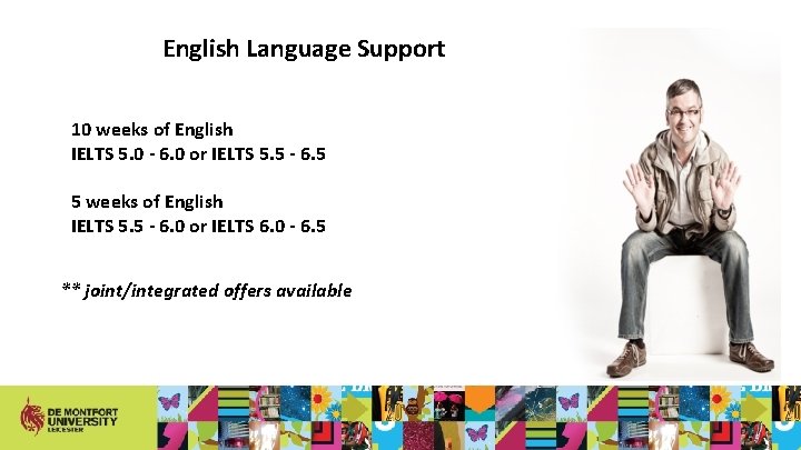 English Language Support 10 weeks of English IELTS 5. 0 - 6. 0 or