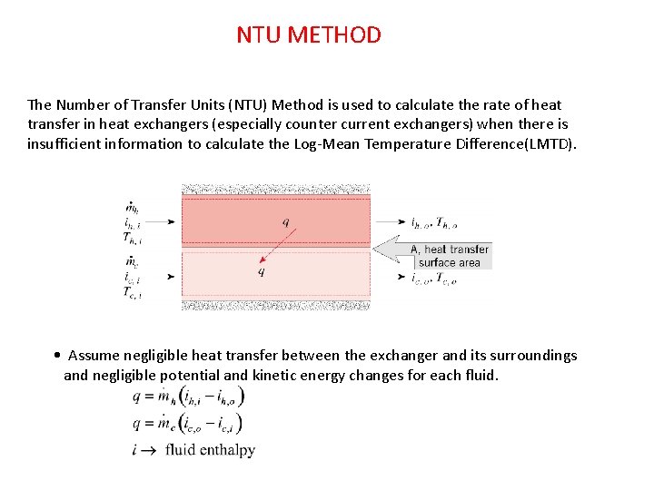 NTU METHOD The Number of Transfer Units (NTU) Method is used to calculate the
