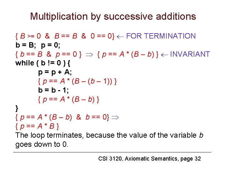 Multiplication by successive additions { B >= 0 & B == B & 0