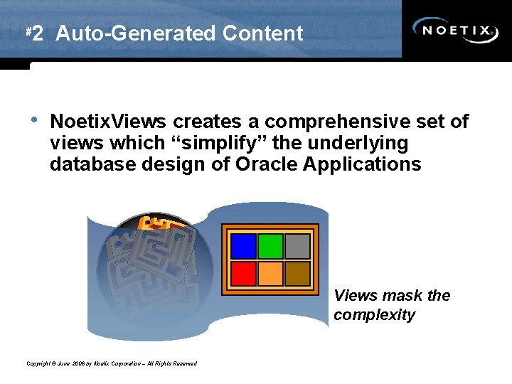 # 2 Auto-Generated Content • Noetix. Views creates a comprehensive set of views which # 2 Auto-Generated Content • Noetix. Views creates a comprehensive set of views which