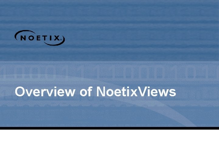Overview of Noetix. Views Overview of Noetix. Views