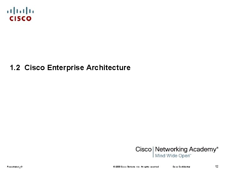 1. 2 Cisco Enterprise Architecture Presentation_ID © 2008 Cisco Systems, Inc. All rights reserved.