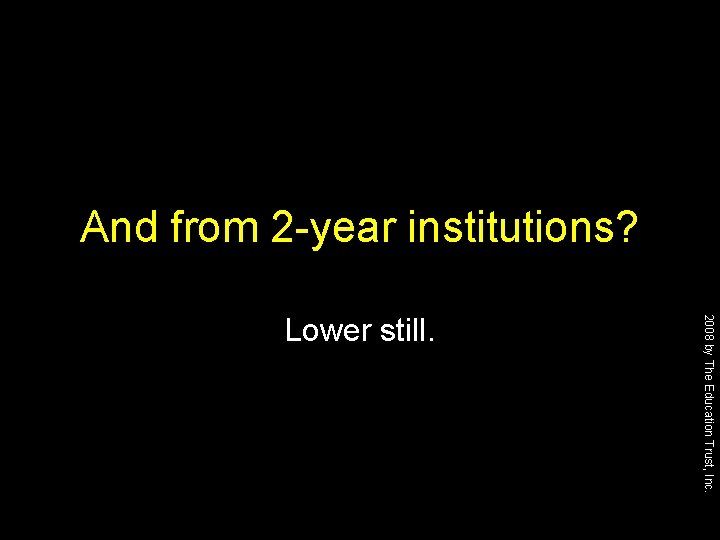 And from 2 -year institutions? 2008 by The Education Trust, Inc. Lower still. 