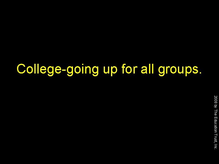 College-going up for all groups. 2008 by The Education Trust, Inc. 