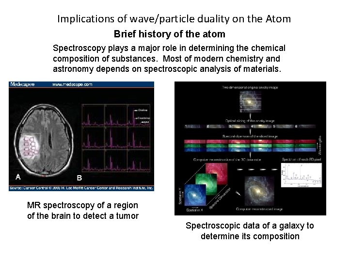Implications of wave/particle duality on the Atom Brief history of the atom Spectroscopy plays