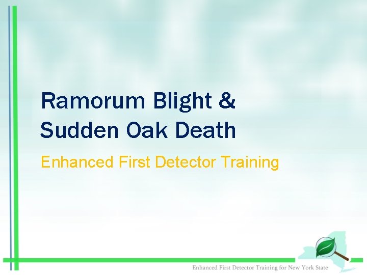 Ramorum Blight & Sudden Oak Death Enhanced First Detector Training 