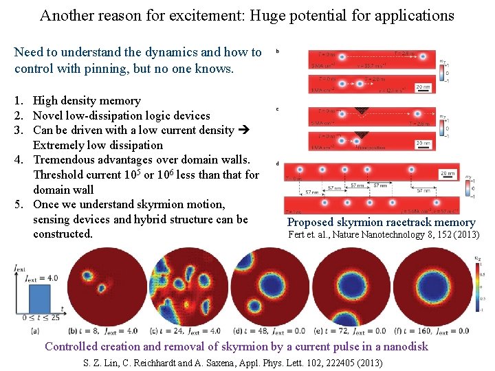 Another reason for excitement: Huge potential for applications Need to understand the dynamics and