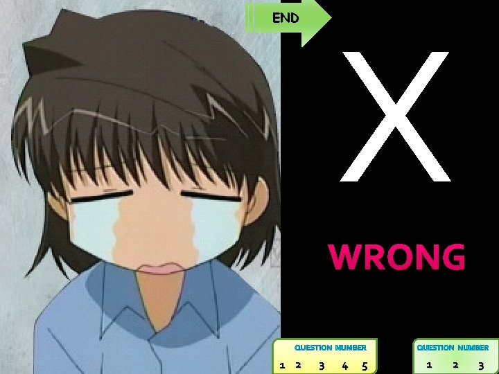 X END WRONG 1 2 3 4 5 1 2 3 
