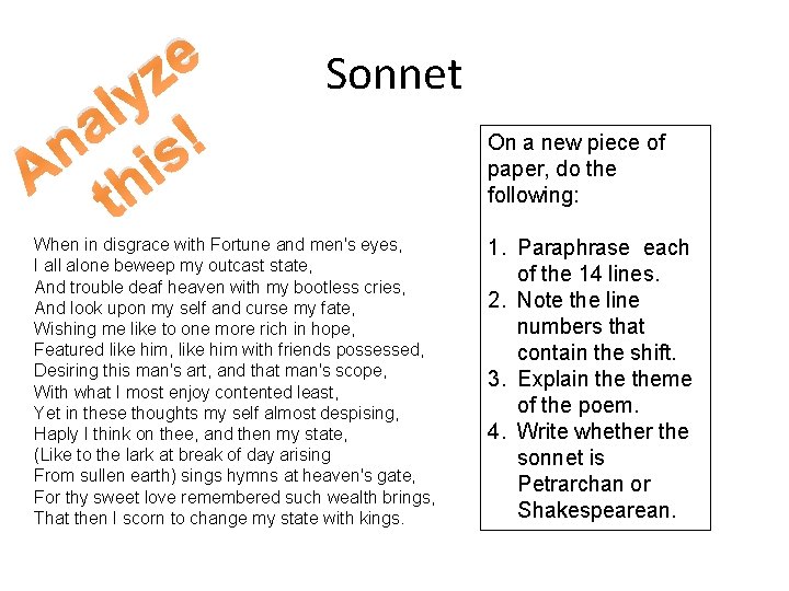 e z y l a ! n s i A th Sonnet When in e z y l a ! n s i A th Sonnet When in